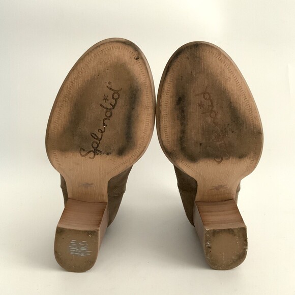 Splendid Bootie Women Size 6.5M Taupe Chelsea Block Heel - Picture 9 of 11